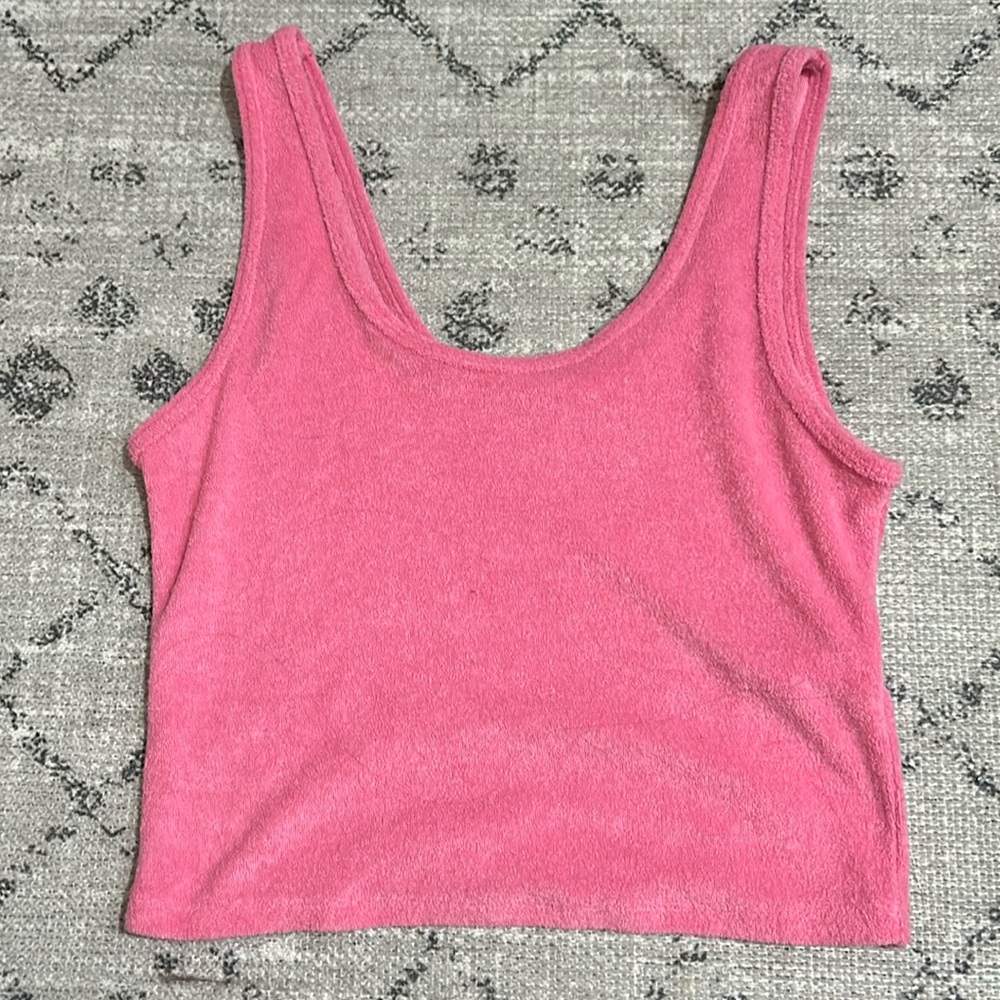 Medium Cropped Pink Tericloth Hollister Tank Top